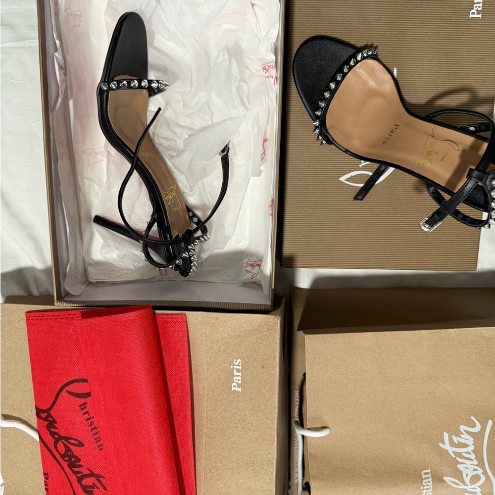 Christian Louboutin Black and Silver Studded Heels